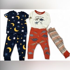 Old Navy Boy’s Dinosaur and Star Print Kids Pajama Set size 6-12M Bundle of 2 Pj